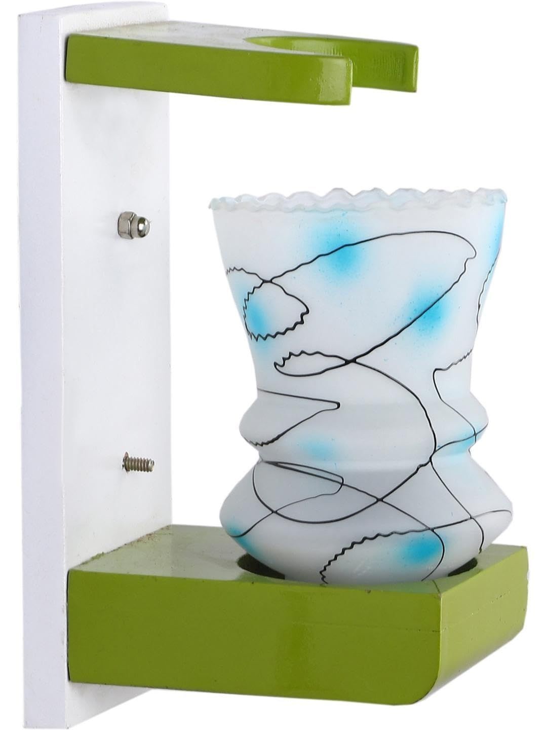 1ST TIME Blue & White Printed Wood Contemporary Abstract Shaped Shaped Wall Lamp-image-40