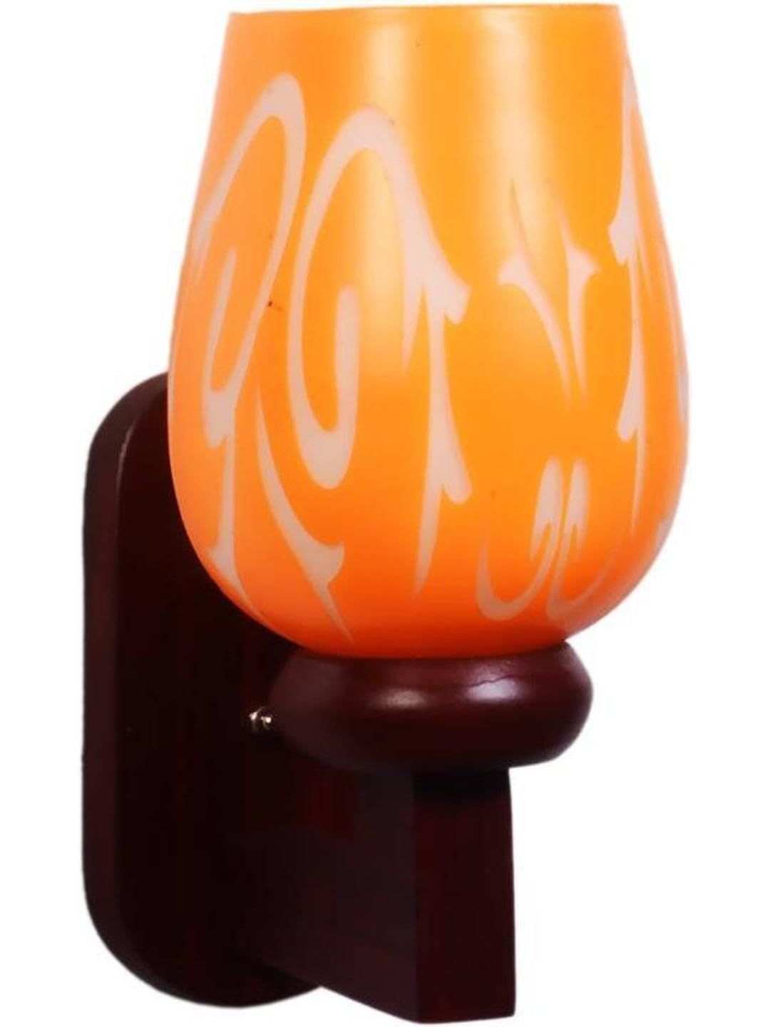 1ST TIME Orange & Orange Printed Wood Contemporary Abstract Shaped Shaped Wall Lamp-picture-38