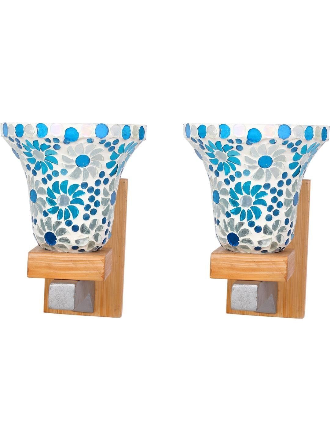 1ST TIME Blue & White Textured Wood Wall Lamp-image-22