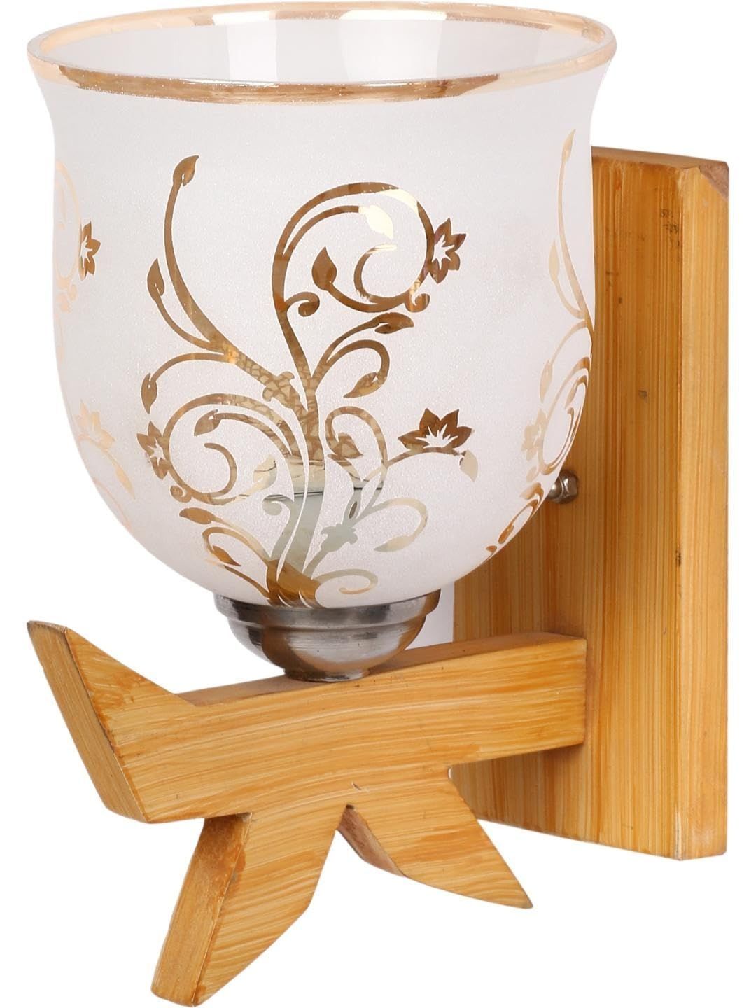 1ST TIME Gold-Toned & Brown Printed Wood Contemporary Wall Lamp-picture-10