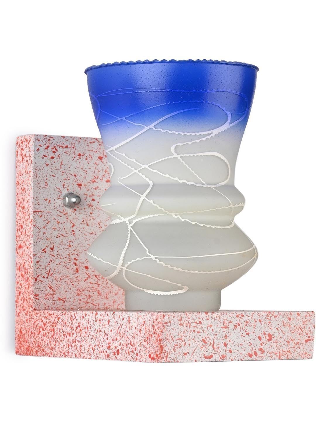 1ST TIME Blue & Blue Colourblocked Wood Contemporary Abstract Shaped Shaped Wall Lamp-picture-44