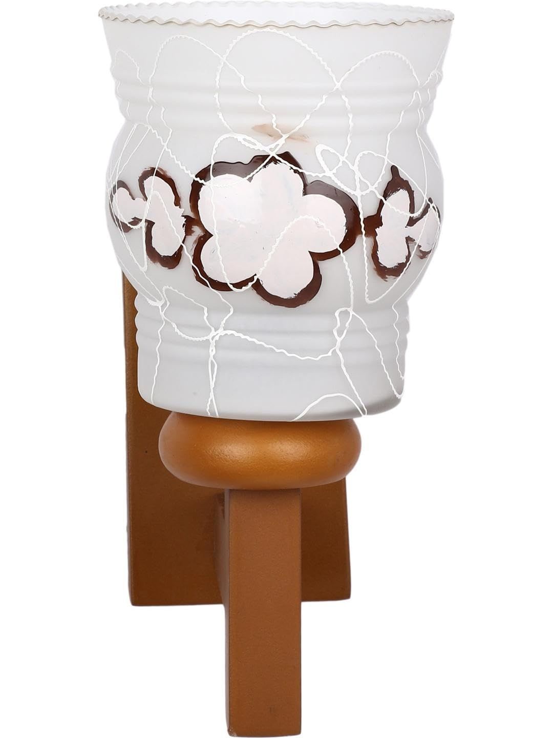 1ST TIME Brown & White Printed Wood Frustum Shaped Wall Lamp-picture-40