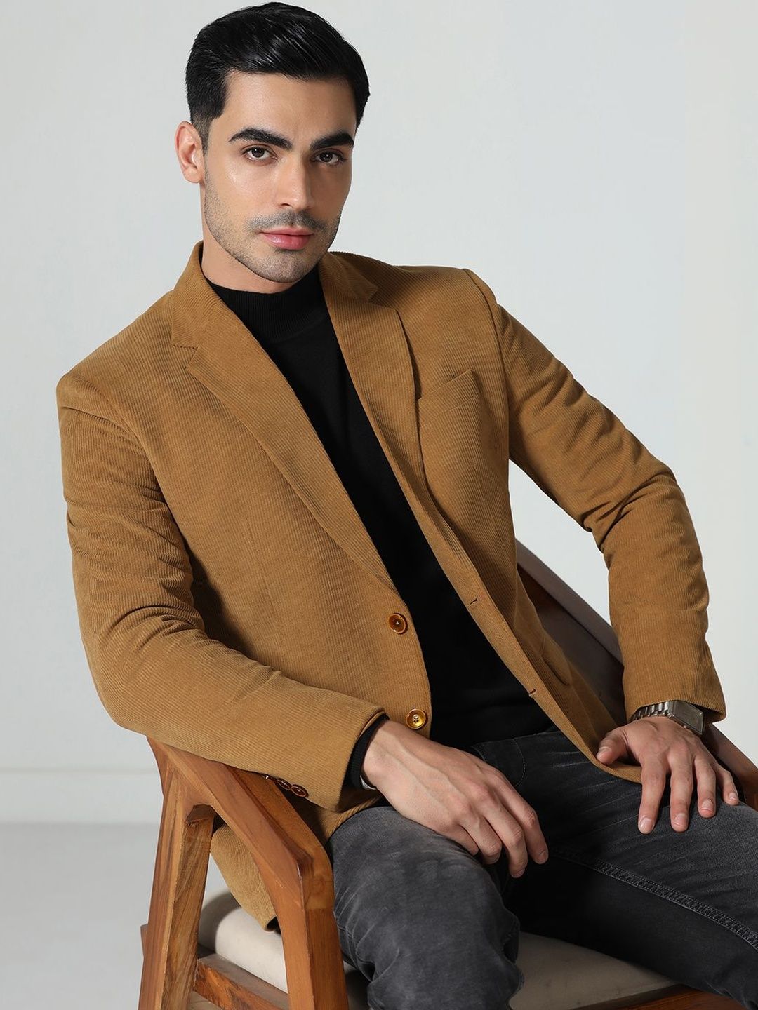 TAHVO Men Slim-Fit Notched Lapel Single Breasted Blazer-picture-21