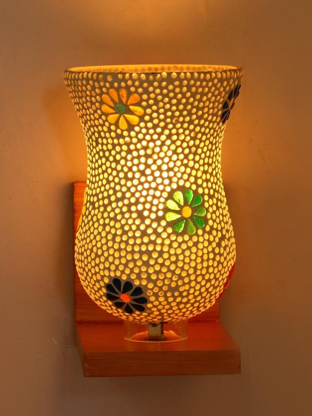 1ST TIME Multicoloured & White Textured Wood Abstract Shaped Shaped Wall Lamp-picture-50