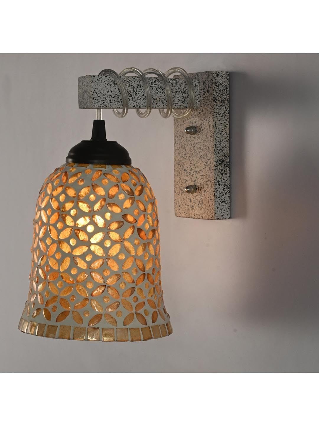 1ST TIME Gold-Toned & Multicoloured Textured Wood Wall Lamp-image-27
