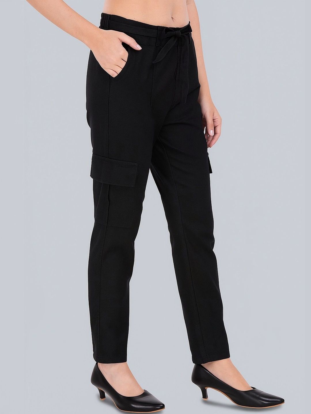 MM-21 Women Classic Straight Fit High-Rise Pleated Cargos Trousers-picture-21