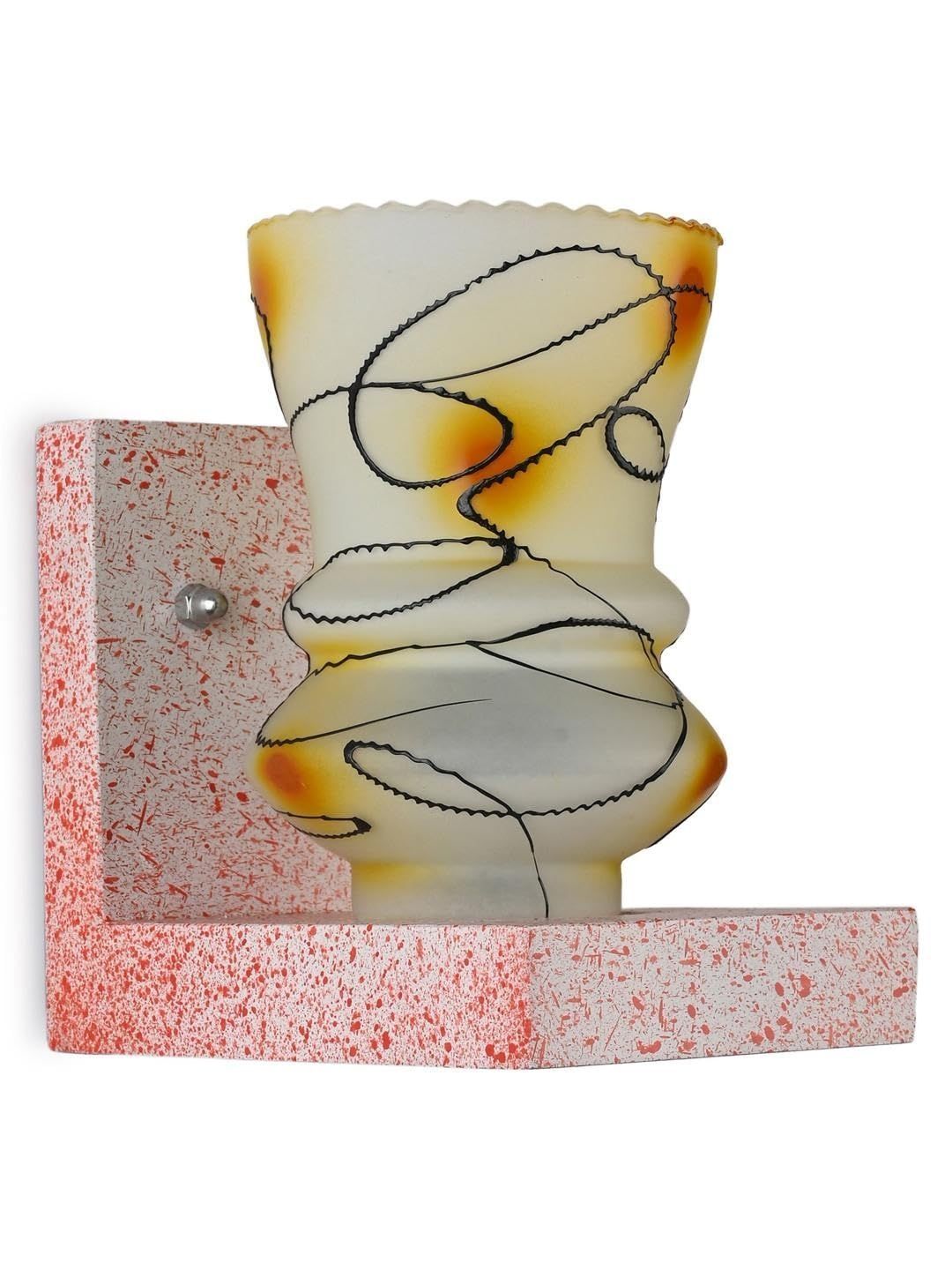 1ST TIME Yellow & White Printed Wood Contemporary Abstract Shaped Shaped Wall Lamp-image-44