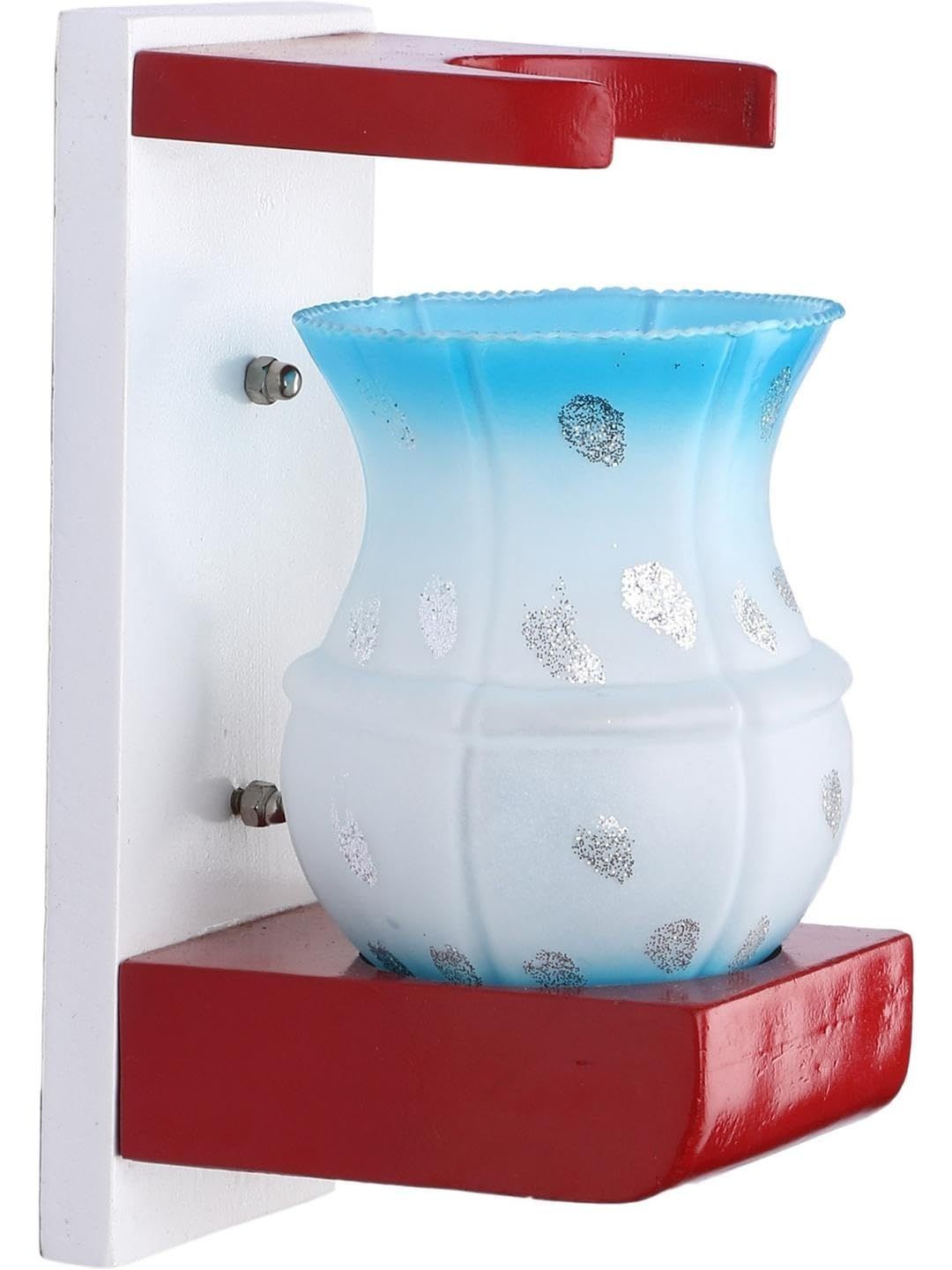1ST TIME Blue & White Textured Wood Abstract Shaped Shaped Wall Lamp-image-45