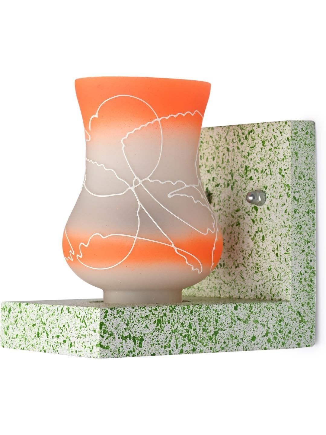 1ST TIME Orange & Green Printed Wood Contemporary Abstract Shaped Shaped Wall Lamp-picture-20