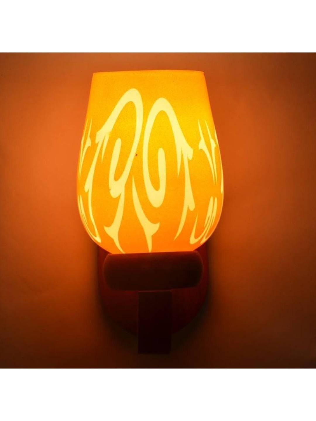 1ST TIME Orange & Orange Printed Wood Traditional Frustum Shaped Wall Lamp-picture-18