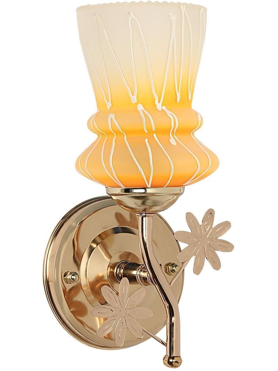 1ST TIME Yellow & White Printed Metal Traditional Rectangle Shaped Wall Lamp-image-3