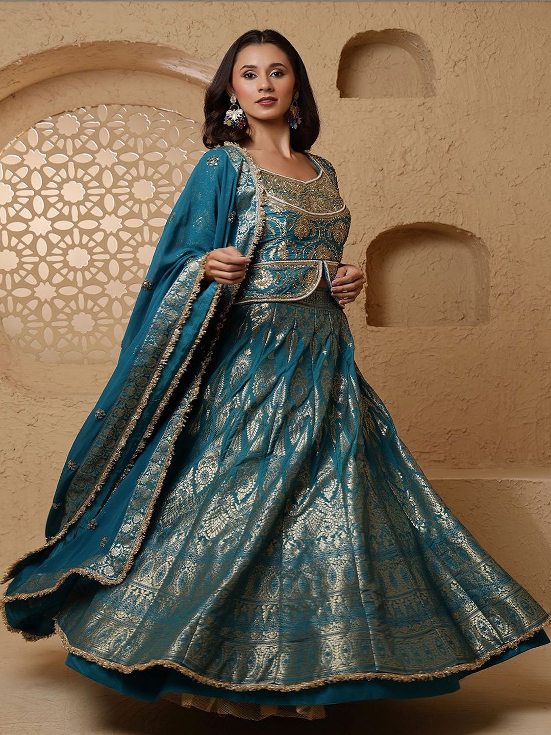 MILU MADAN Women Embroidered Ready to Wear Lehenga & Blouse With Dupatta-image-7