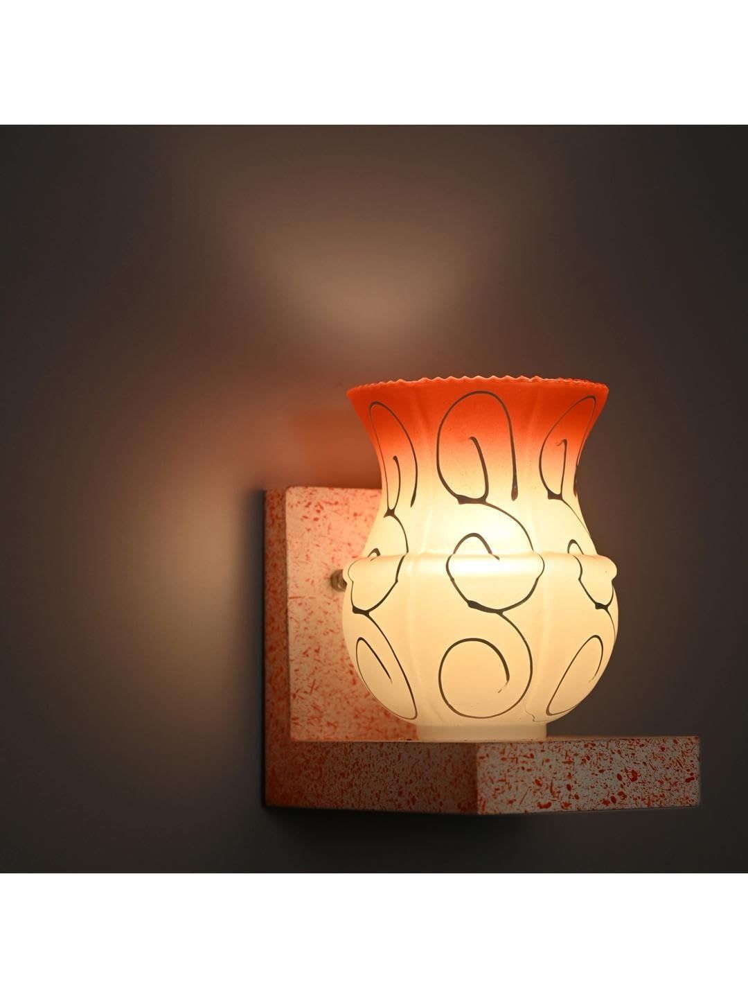 1ST TIME Orange & Orange Printed Wood Contemporary Abstract Shaped Shaped Wall Lamp-picture-42