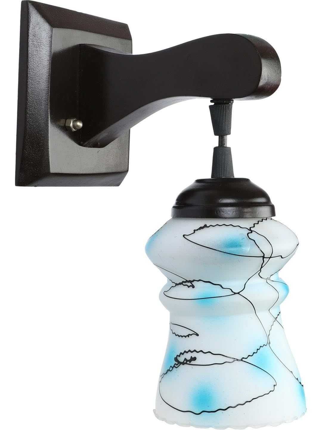 1ST TIME Blue & Black Printed Wood Contemporary Abstract Shaped Shaped Wall Lamp-picture-55