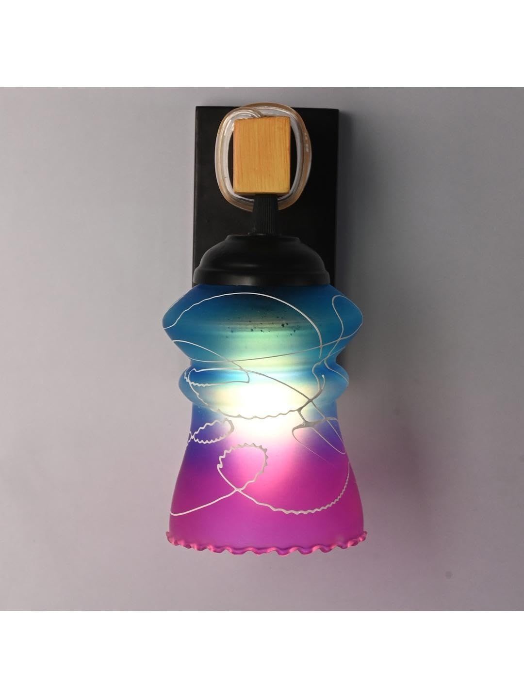 1ST TIME Pink & Multicoloured Textured Wood Contemporary Abstract Shaped Shaped Wall Lamp-picture-19