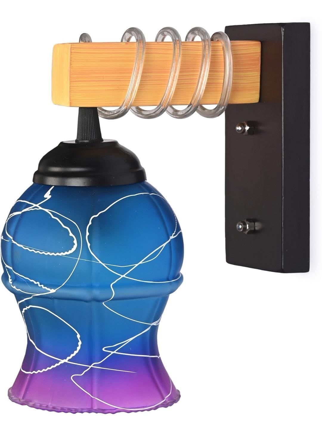 1ST TIME Pink & Blue Textured Wood Contemporary Abstract Shaped Shaped Wall Lamp-picture-23