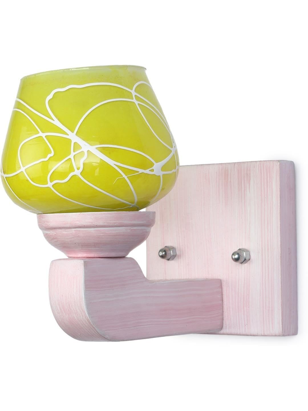 1ST TIME Yellow & Yellow Printed Wood Contemporary Abstract Shaped Shaped Wall Lamp-image-26