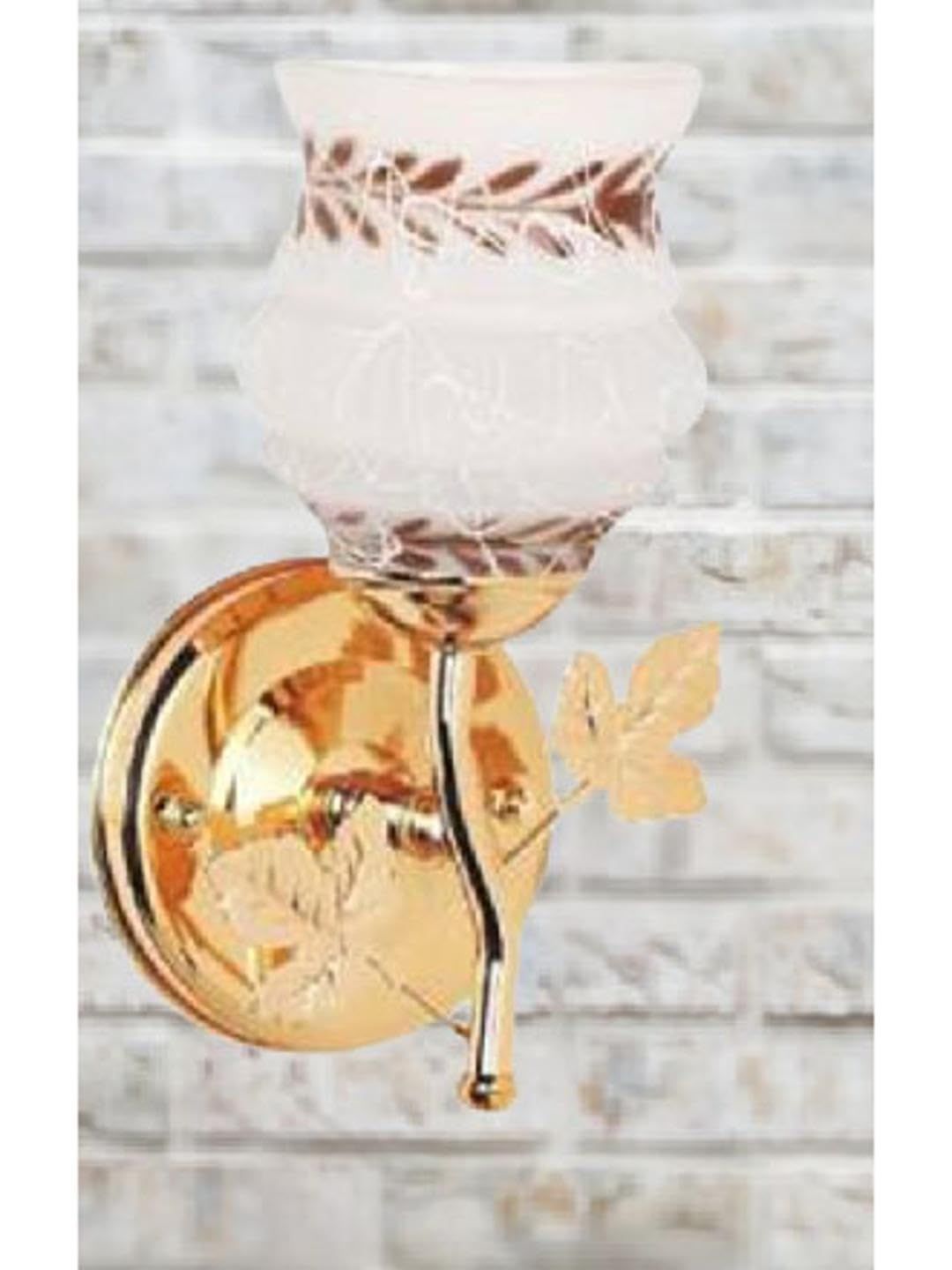 1ST TIME Brown & Gold-Toned Printed Metal Rectangle Shaped Wall Lamp-picture-27