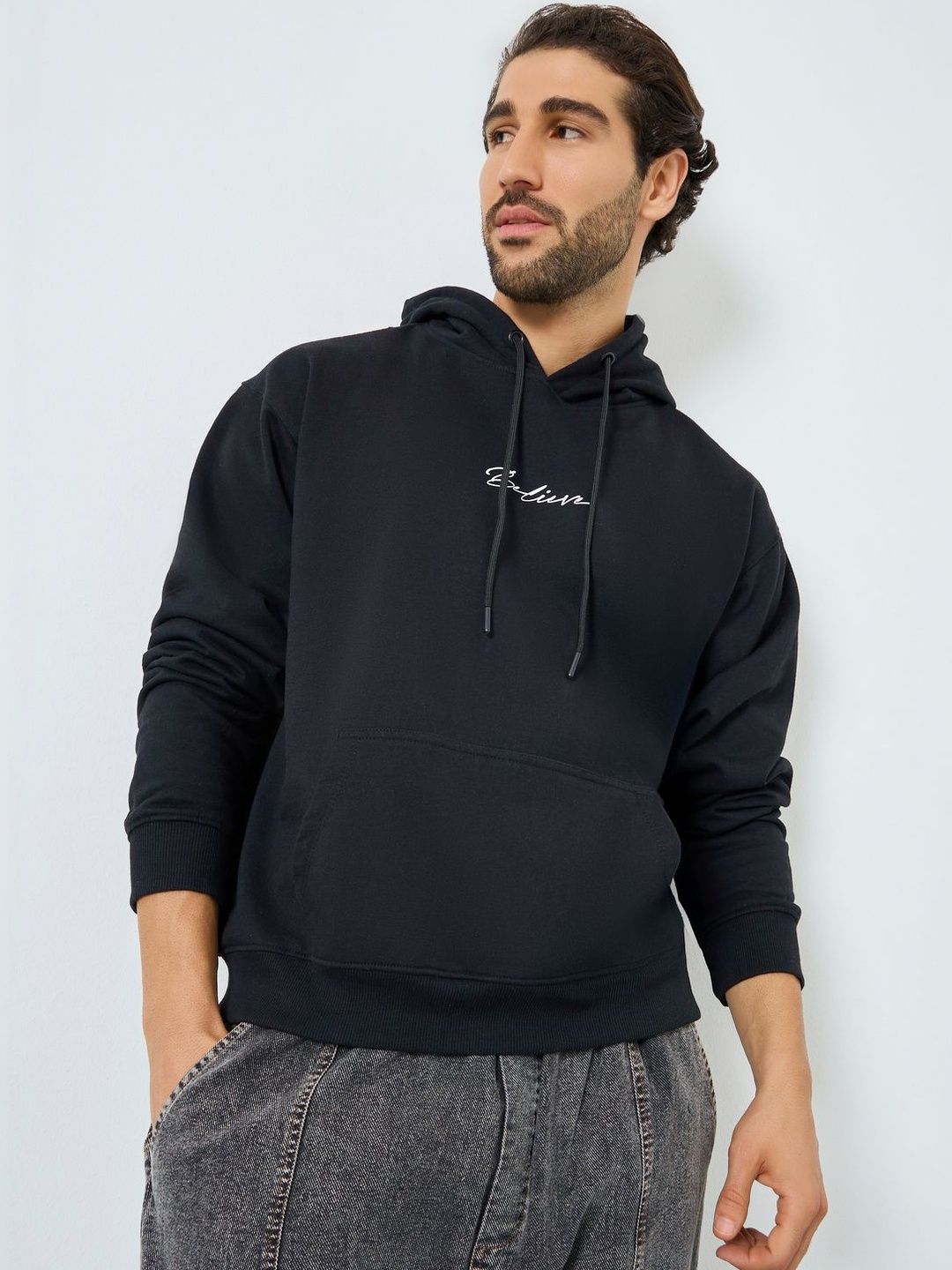 Styli Men Chest Printed Regular Fit Hooded Sweatshirt-picture-16