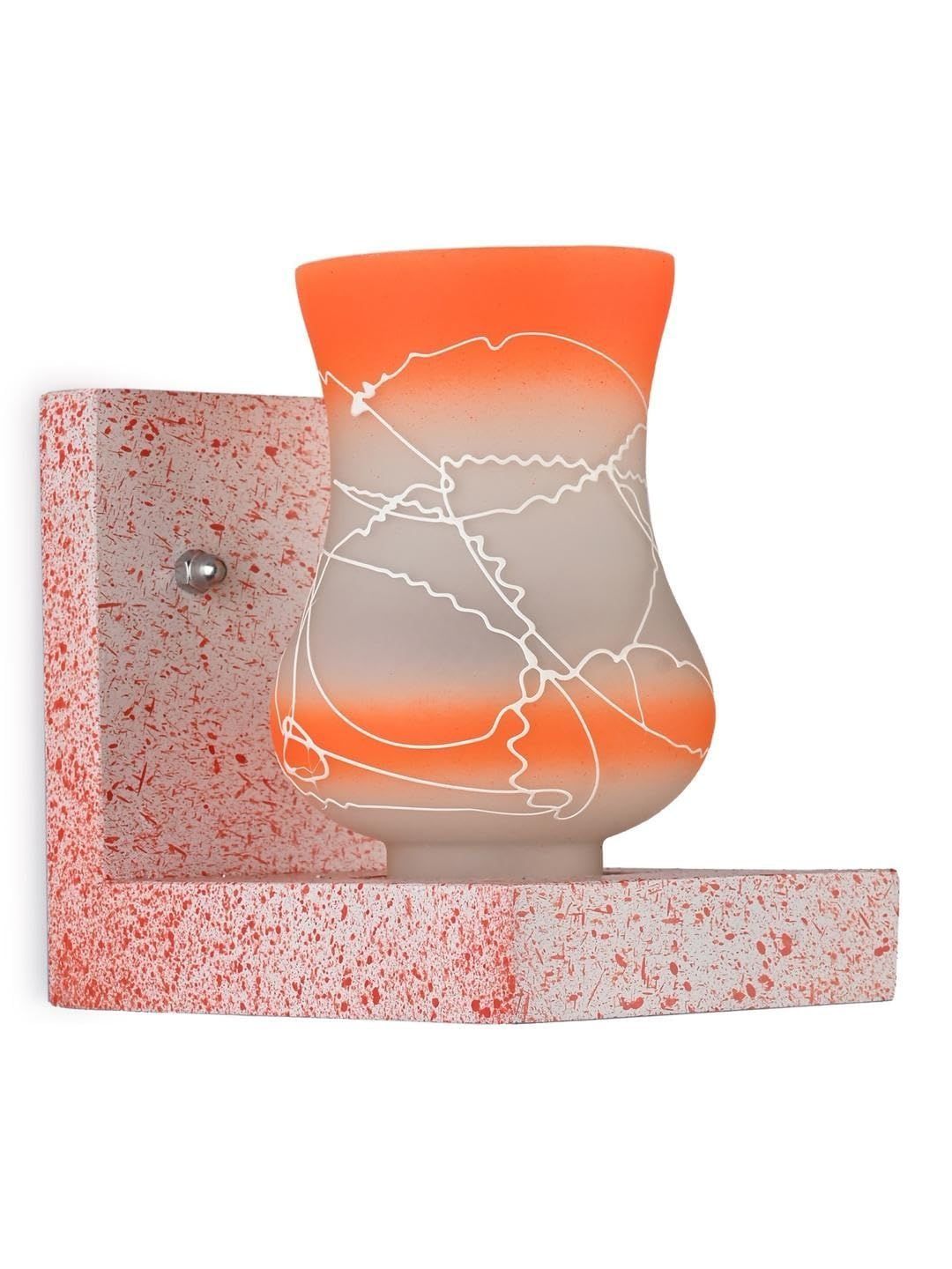 1ST TIME Orange & Orange Printed Wood Abstract Shaped Shaped Wall Lamp-picture-12