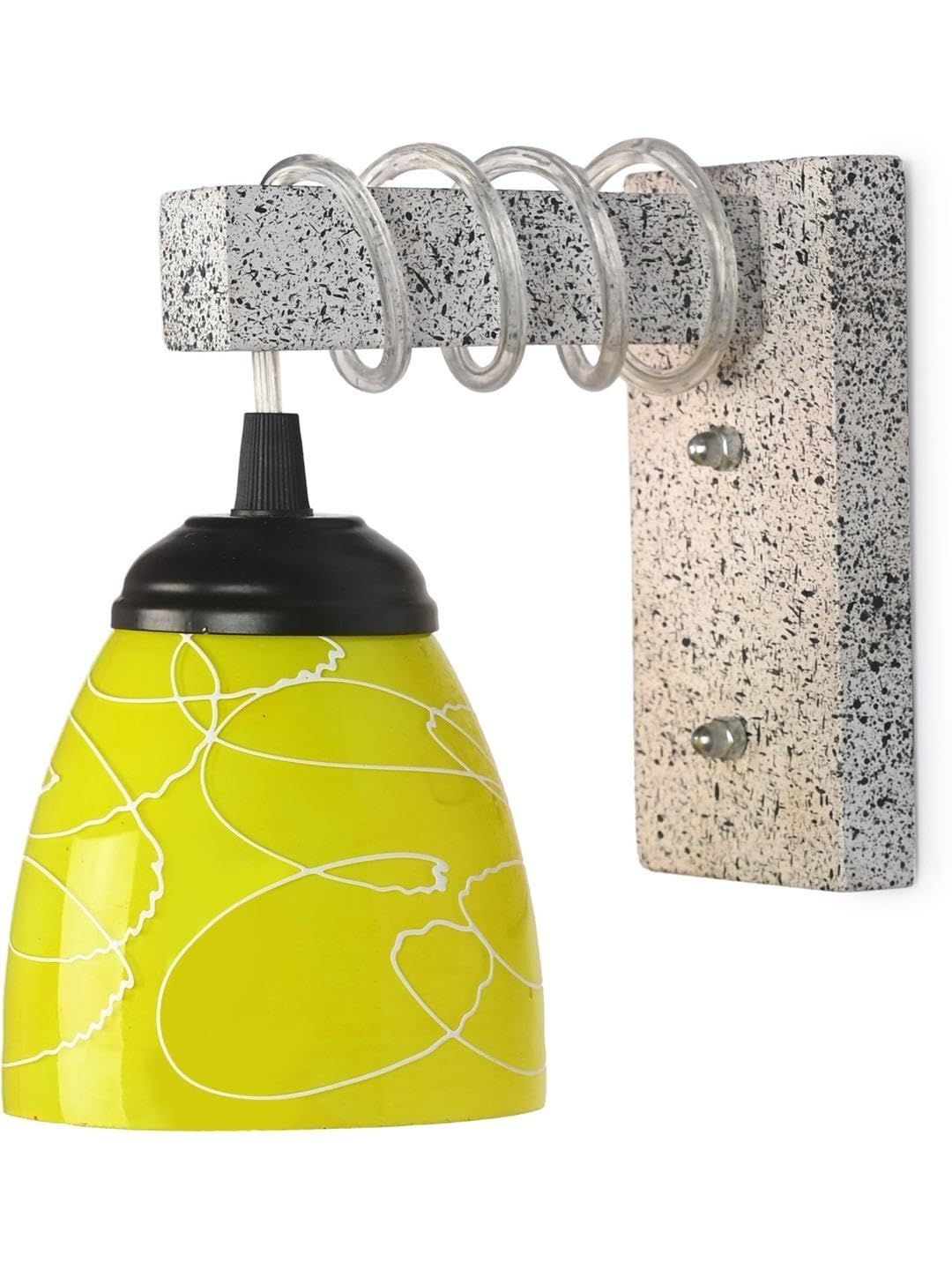 1ST TIME Yellow & Yellow Printed Wood Contemporary Wall Lamp-image-33