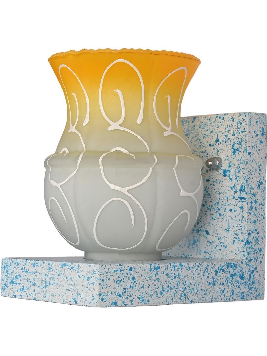 1ST TIME Yellow & White Printed Wood Contemporary Abstract Shaped Shaped Wall Lamp-image-43