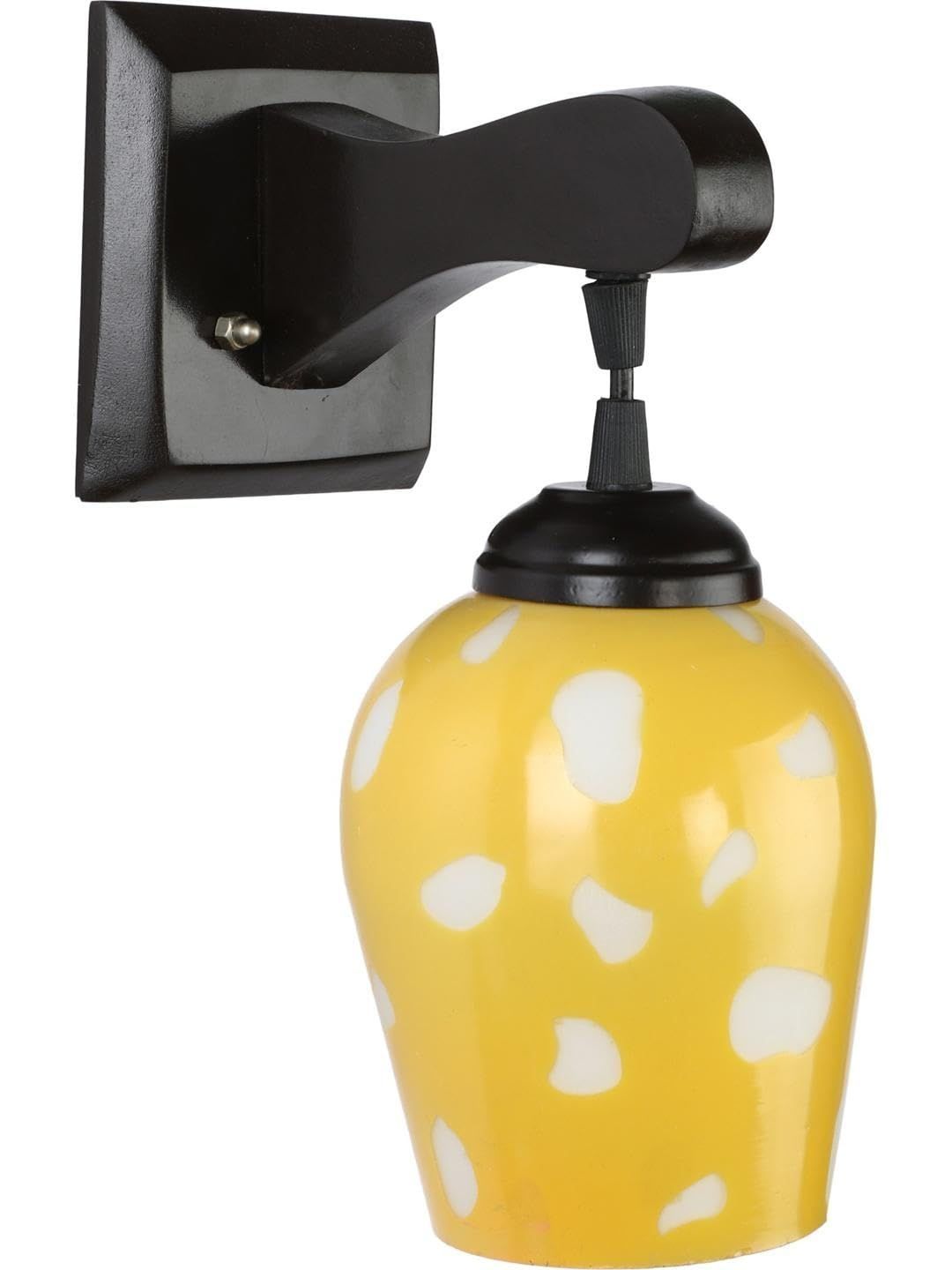 1ST TIME Yellow & Yellow Printed Wood Contemporary Frustum Shaped Wall Lamp-image-22