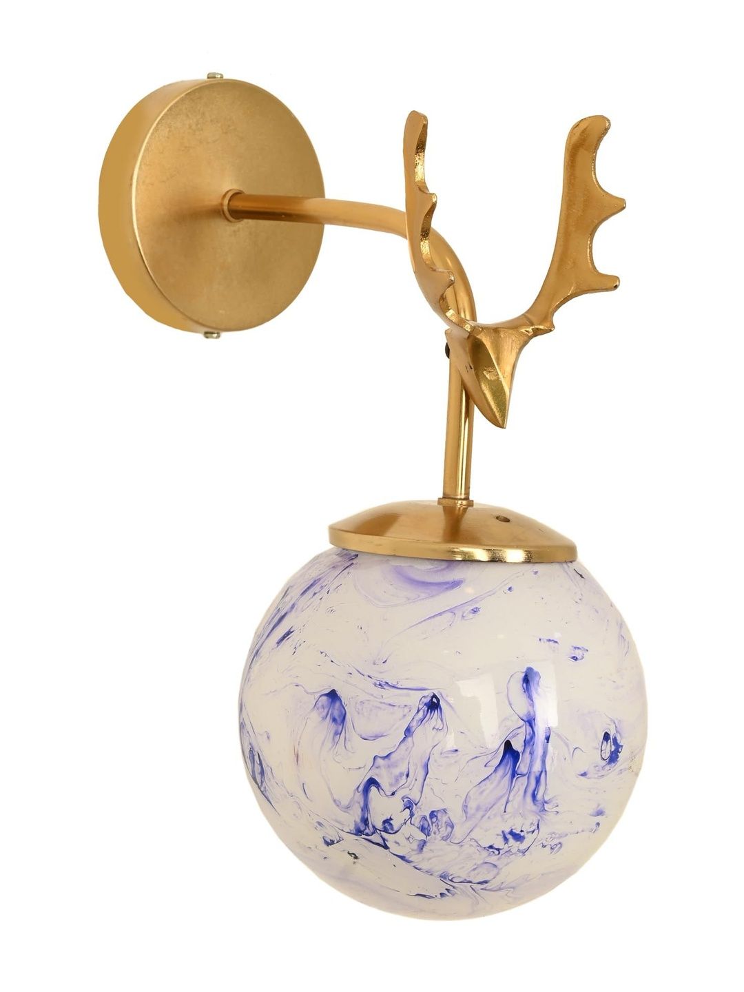 1ST TIME Blue & Gold-Toned Textured Metal Contemporary Spherical Shaped Wall Lamp-picture-27