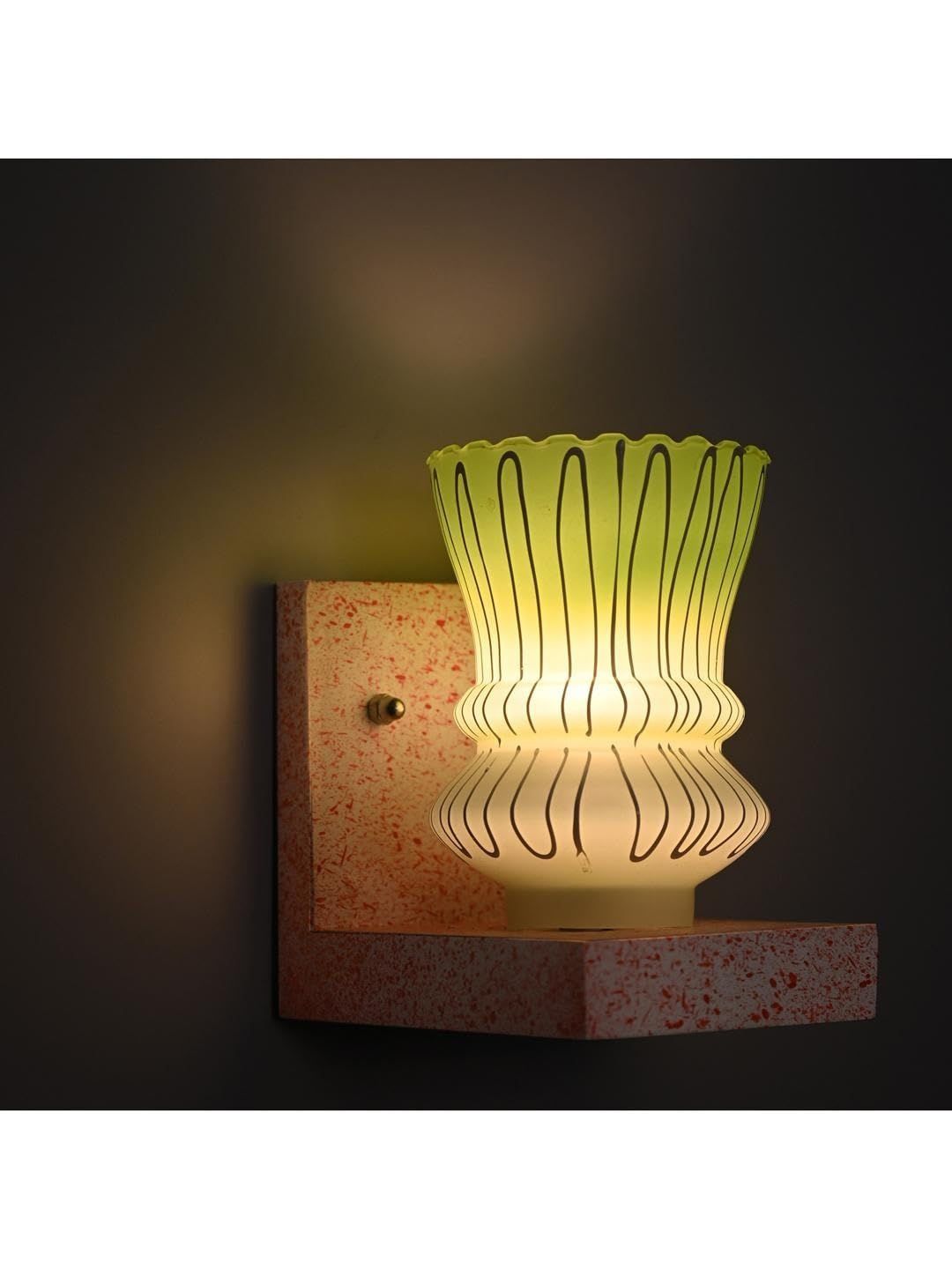 1ST TIME Green & Green Textured Wood Abstract Shaped Shaped Wall Lamp-picture-16