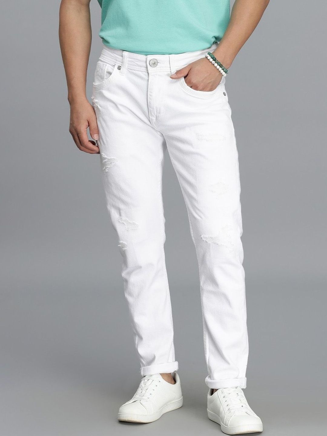 Rookies Men 1 Low-Rise Mildly Distressed Stretchable Jeans-picture-8