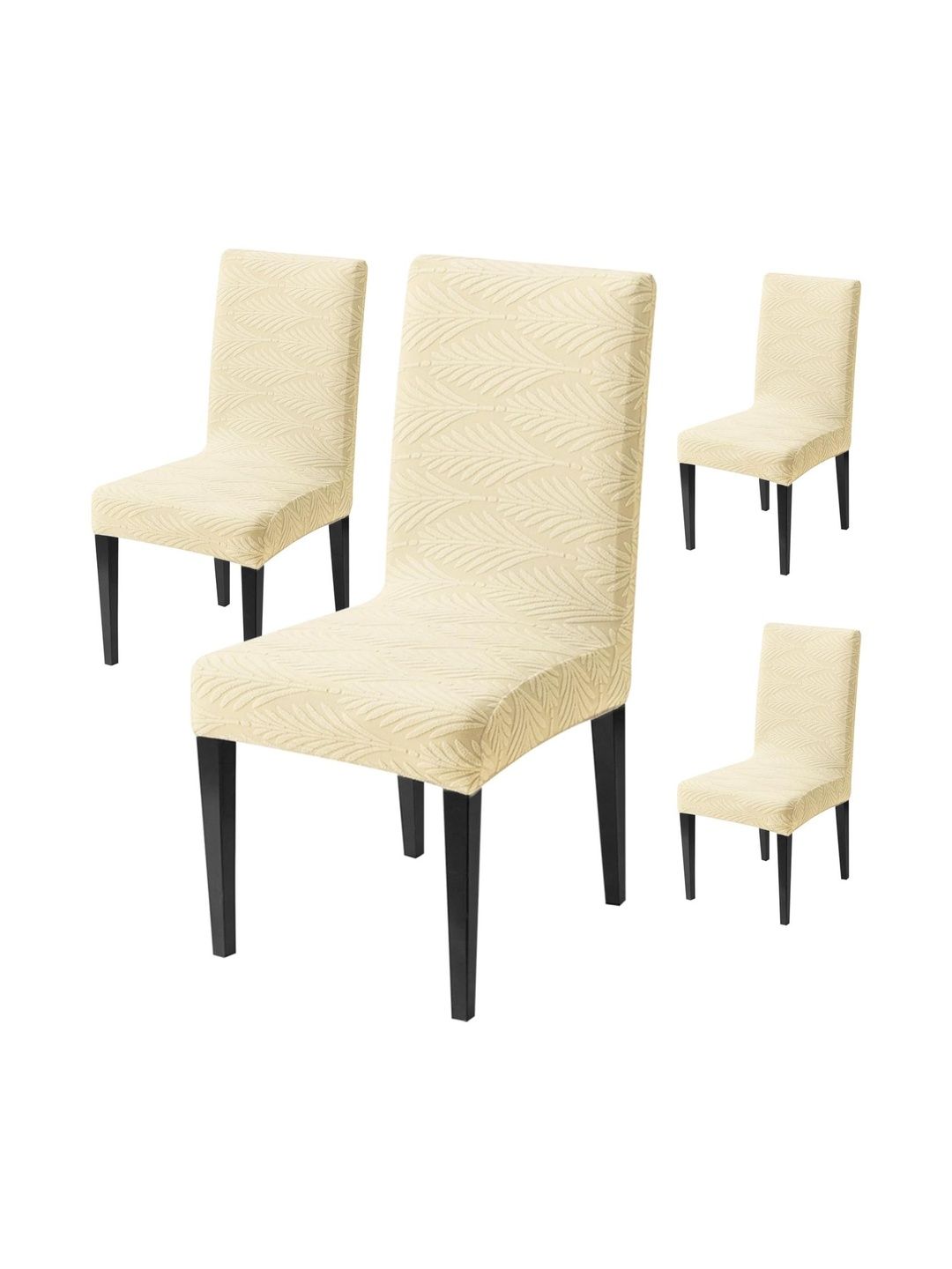 HOUSE OF QUIRK 4-Pcs Beige Textured 220 GSM Chair Cover-picture-36