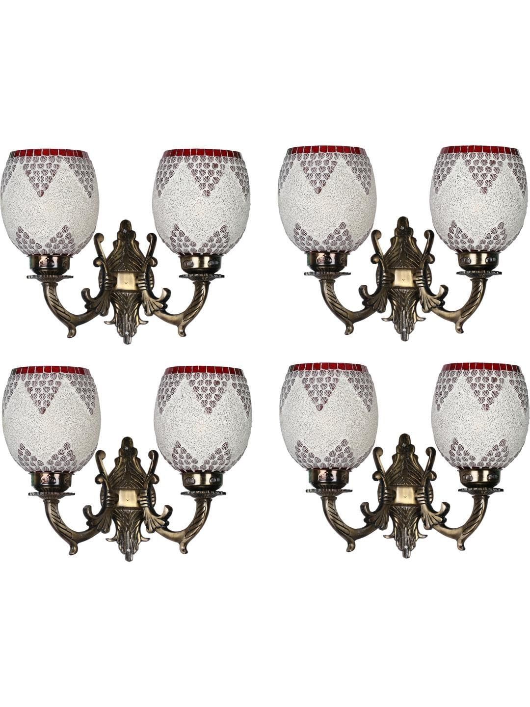 1ST TIME White & Multicoloured Textured Metal Traditional Abstract Shaped Shaped Wall Lamp-picture-44