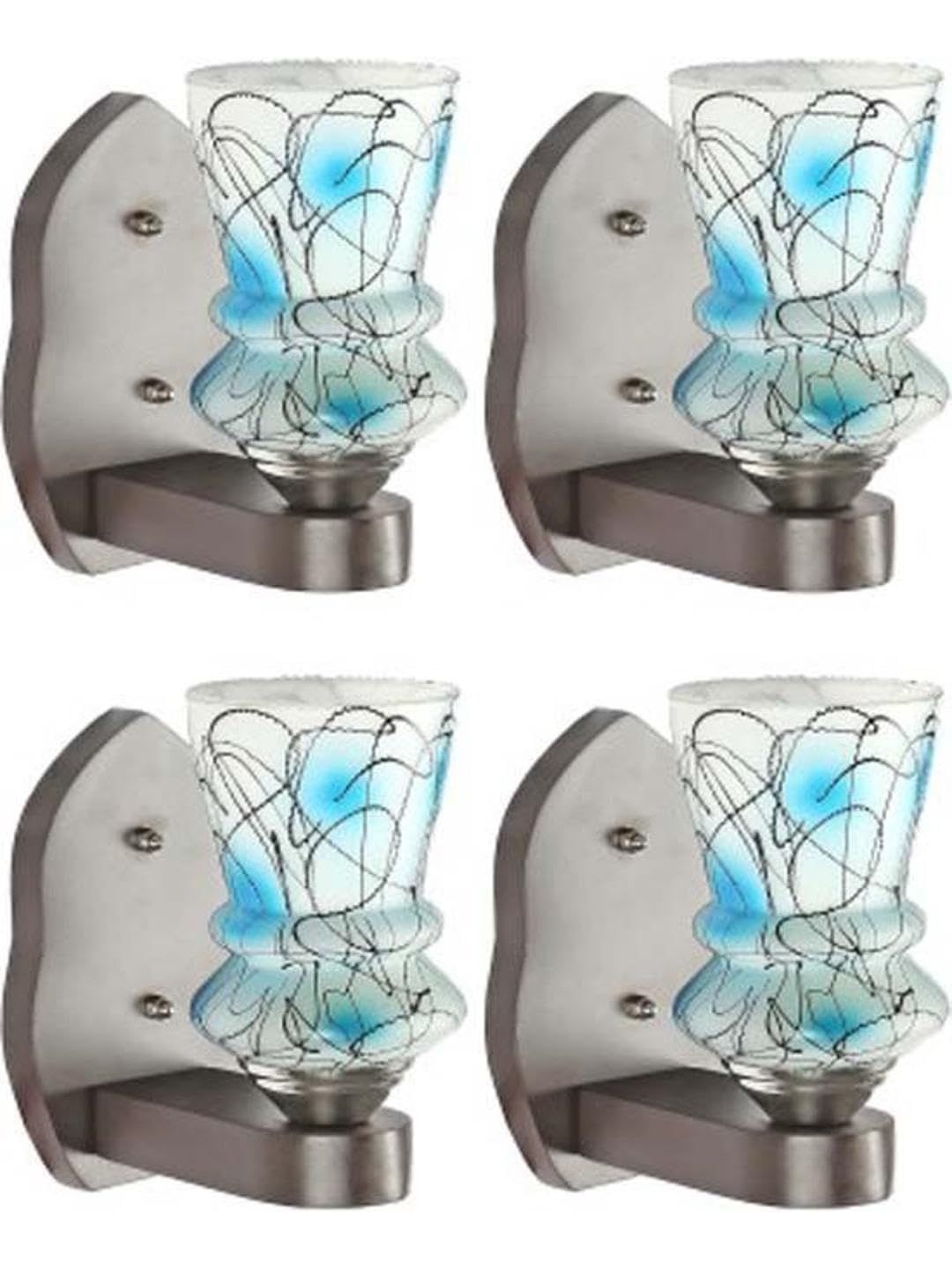 1ST TIME Blue & Blue Textured Wood Contemporary Abstract Shaped Shaped Wall Lamp-picture-17