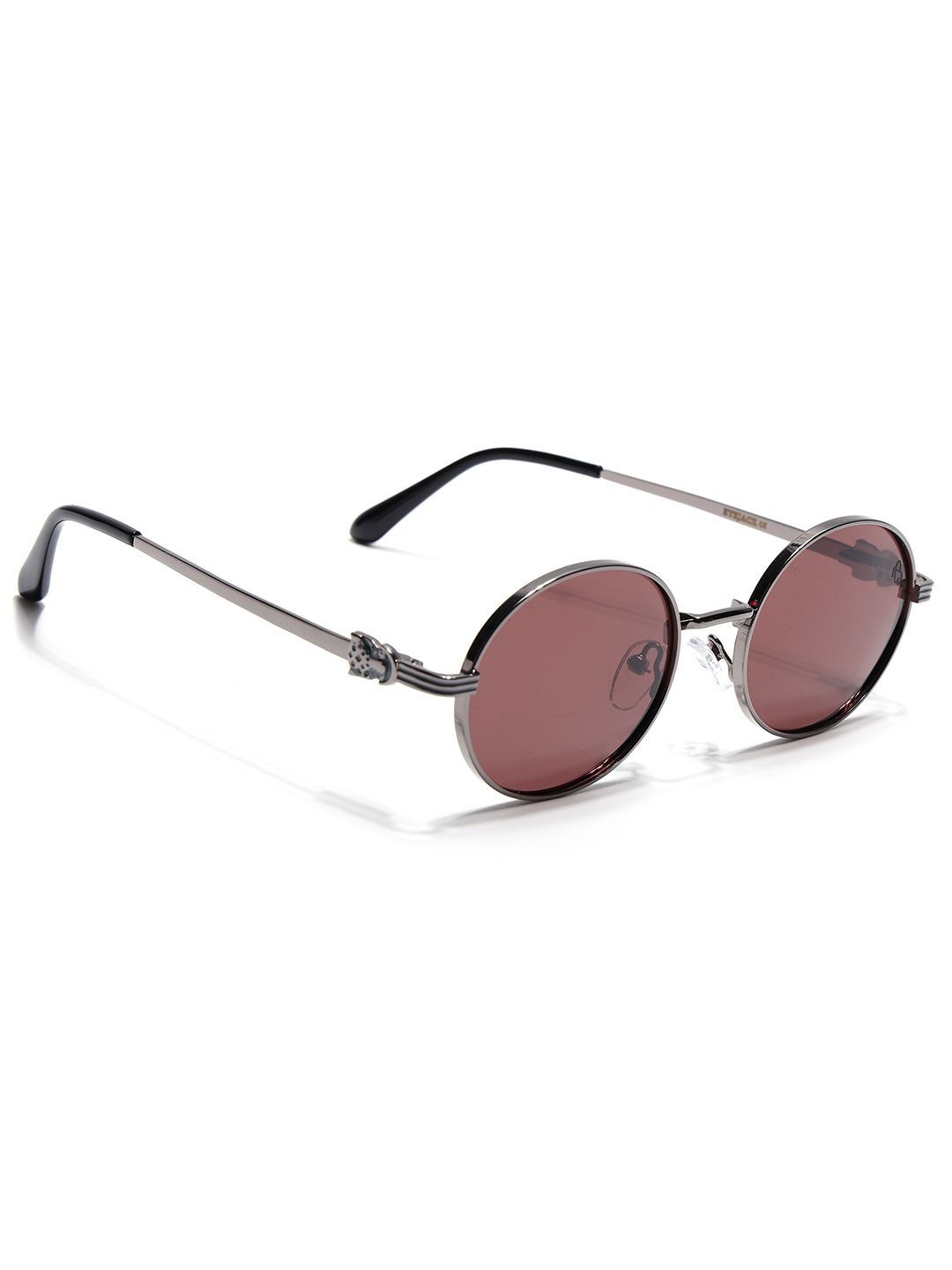 Eyejack Unisex Red Lens & Gunmetal-Toned Oval Sunglasses with-image-25