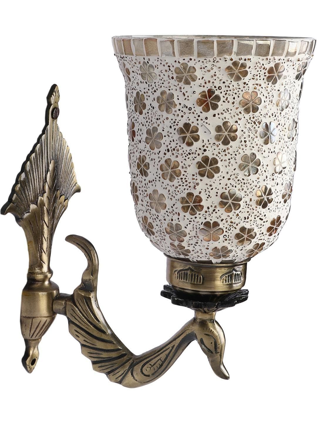 1ST TIME Gold-Toned & White Textured Metal Traditional Wall Lamp-image-23