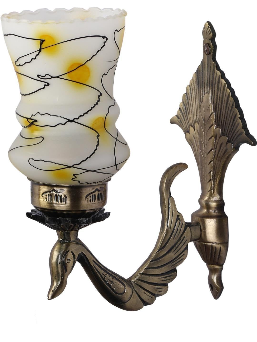 1ST TIME Yellow & White Textured Metal Traditional Abstract Shaped Shaped Wall Lamp-picture-26