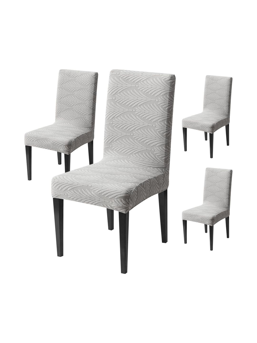 HOUSE OF QUIRK 4-Pcs Grey Textured 220 GSM Chair Cover-picture-35