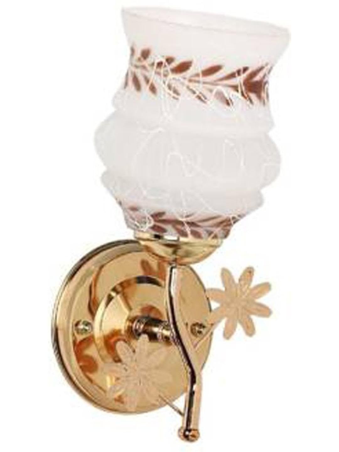 1ST TIME Brown & Gold-Toned Printed Metal Frustum Shaped Wall Lamp-picture-23