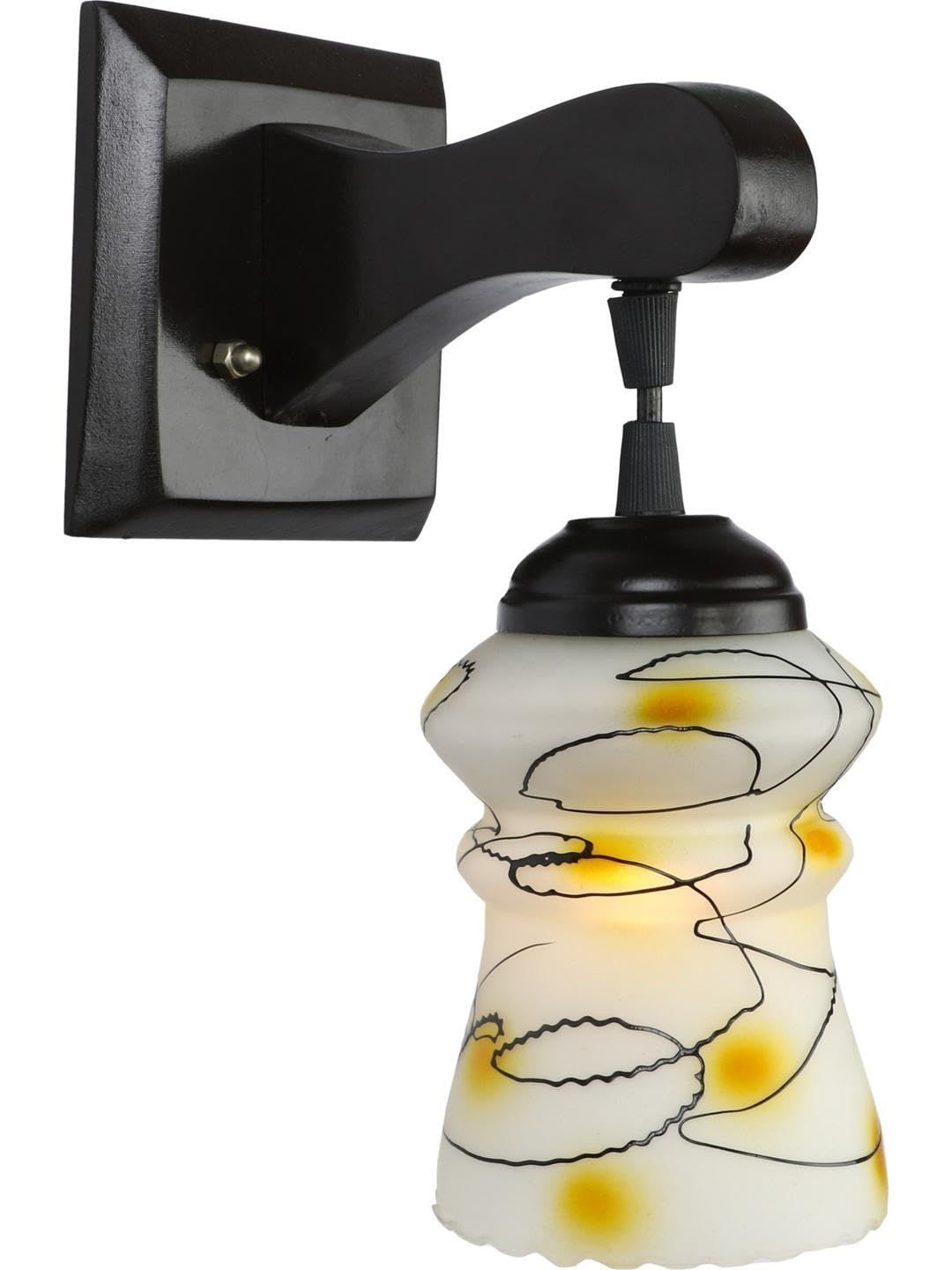 1ST TIME Yellow & White Printed Wood Contemporary Abstract Shaped Shaped Wall Lamp-image-48