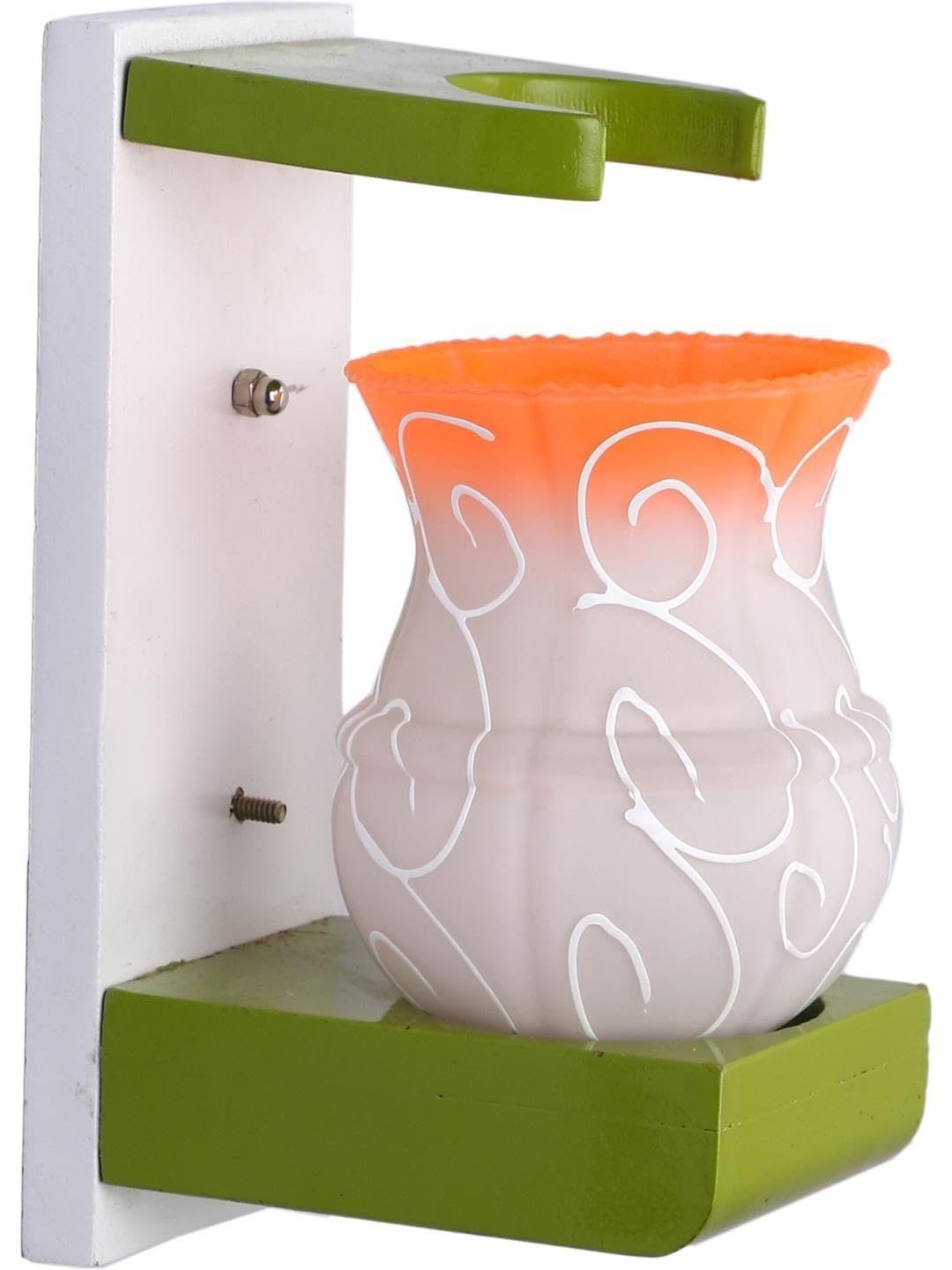1ST TIME Orange & White Colourblocked Wood Contemporary Rectangle Shaped Wall Lamp-image-20