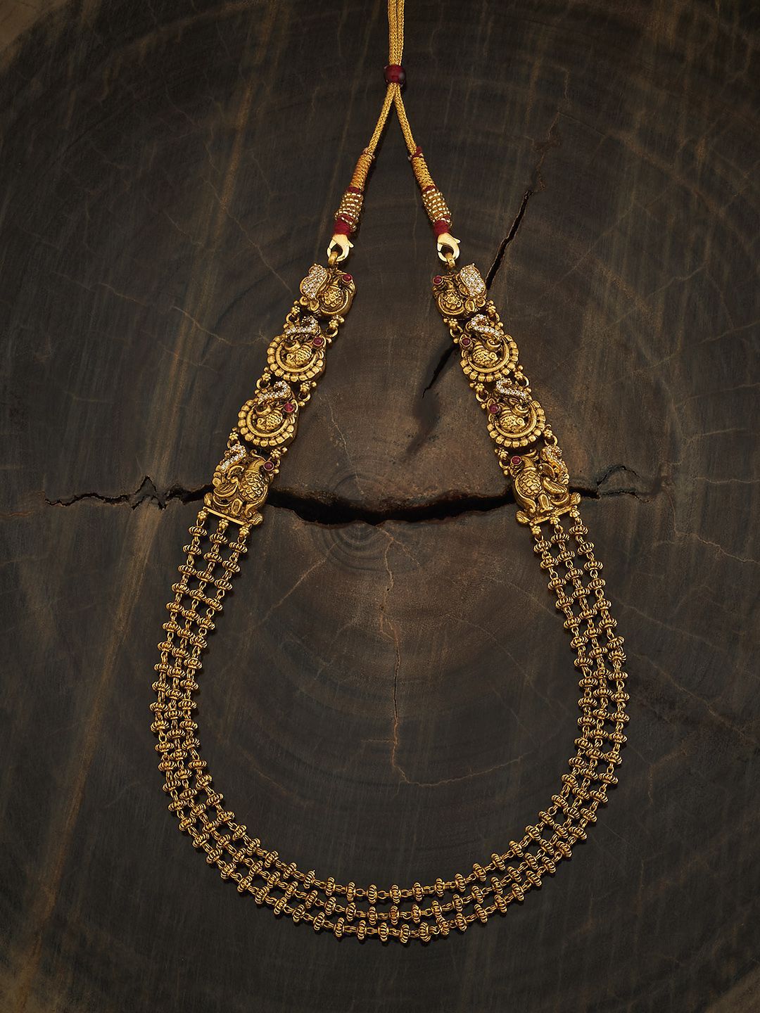 Kushal's Fashion Jewellery 92.5 Pure Silver Gold-Plated Stones Studded Temple Necklace-picture-31