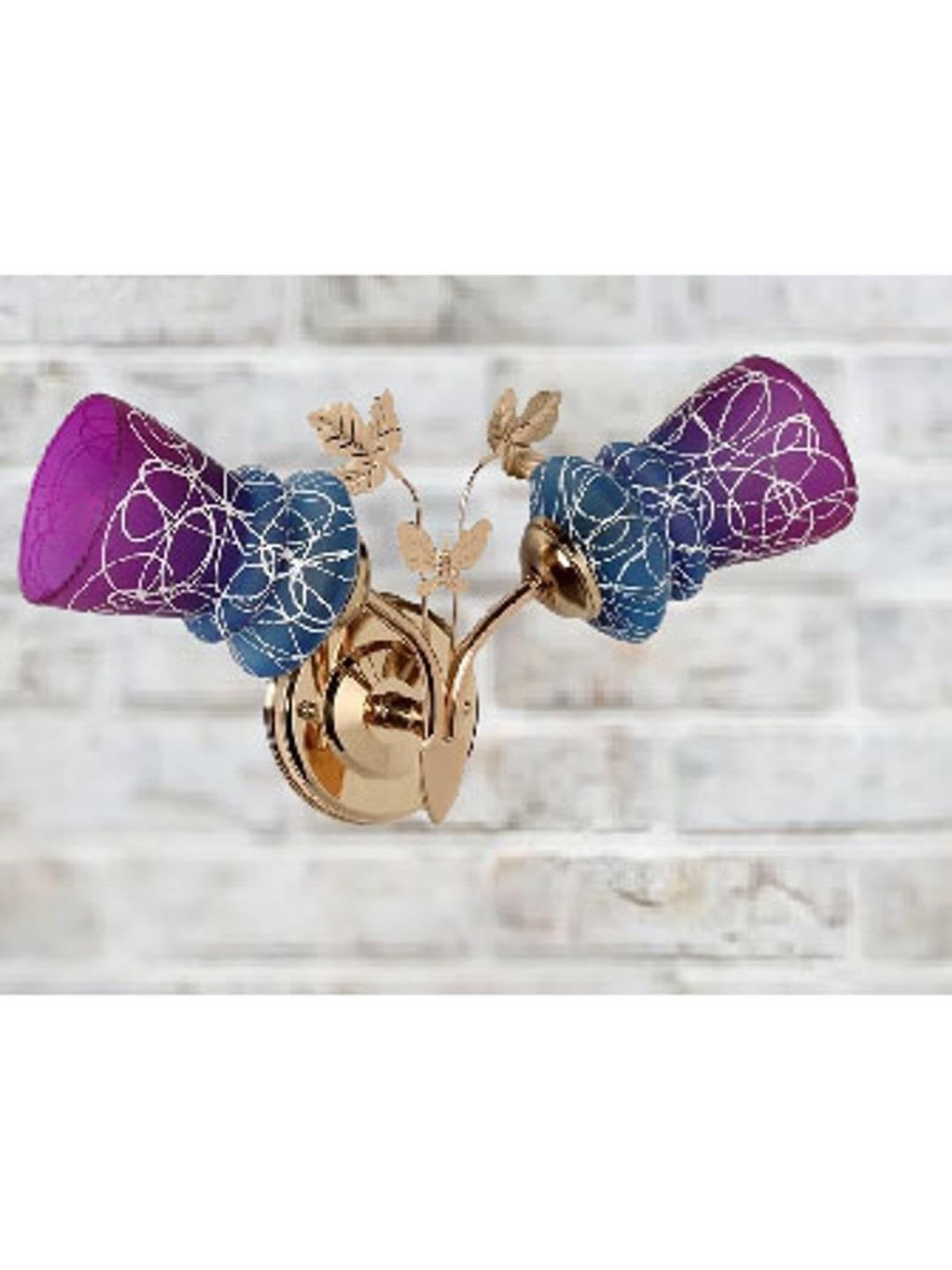 1ST TIME Pink & Blue Printed Metal Traditional Rectangle Shaped Wall Lamp-picture-35