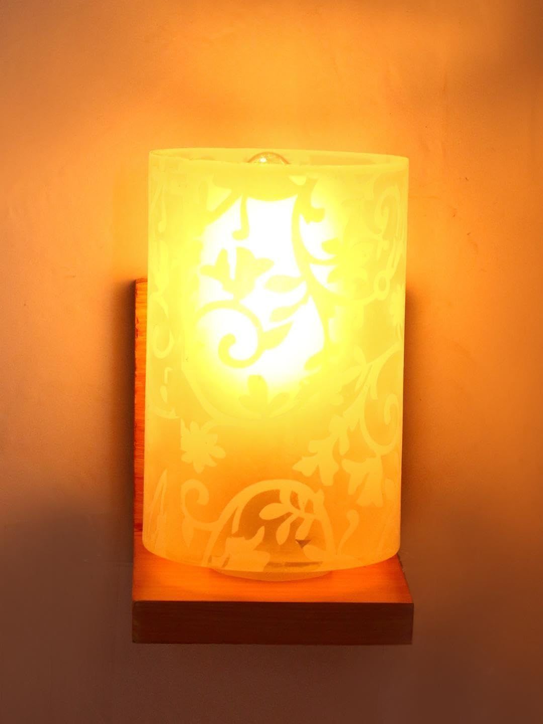 1ST TIME White & White Printed Wood Contemporary Cylinder Shaped Wall Lamp-picture-35