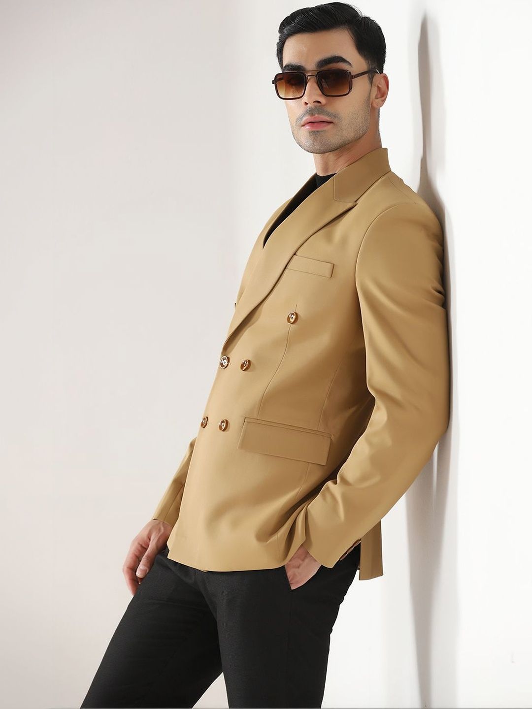 TAHVO Notched Lapel Double Breasted Blazer-picture-27