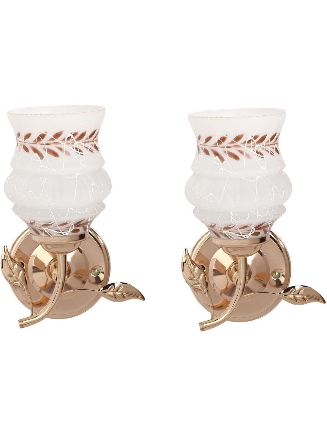 1ST TIME Brown & Gold-Toned Printed Metal Traditional Frustum Shaped Wall Lamp-picture-22