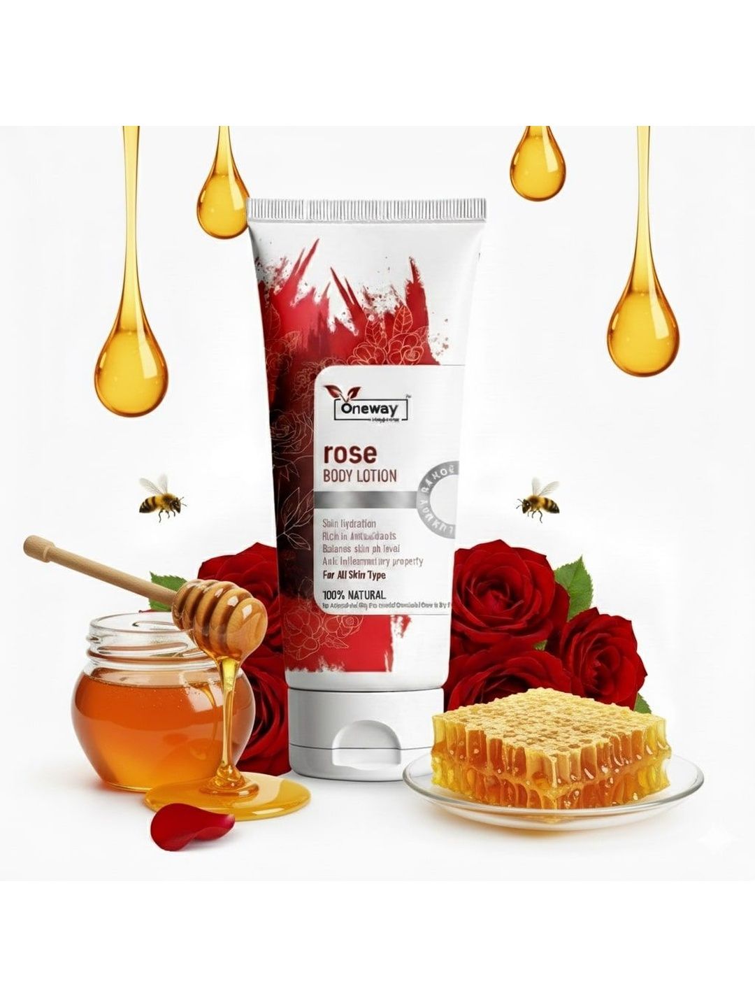 Oneway Happiness Rose Lightening & Hydrating Body Lotion With Aloe Vera - 100 ml