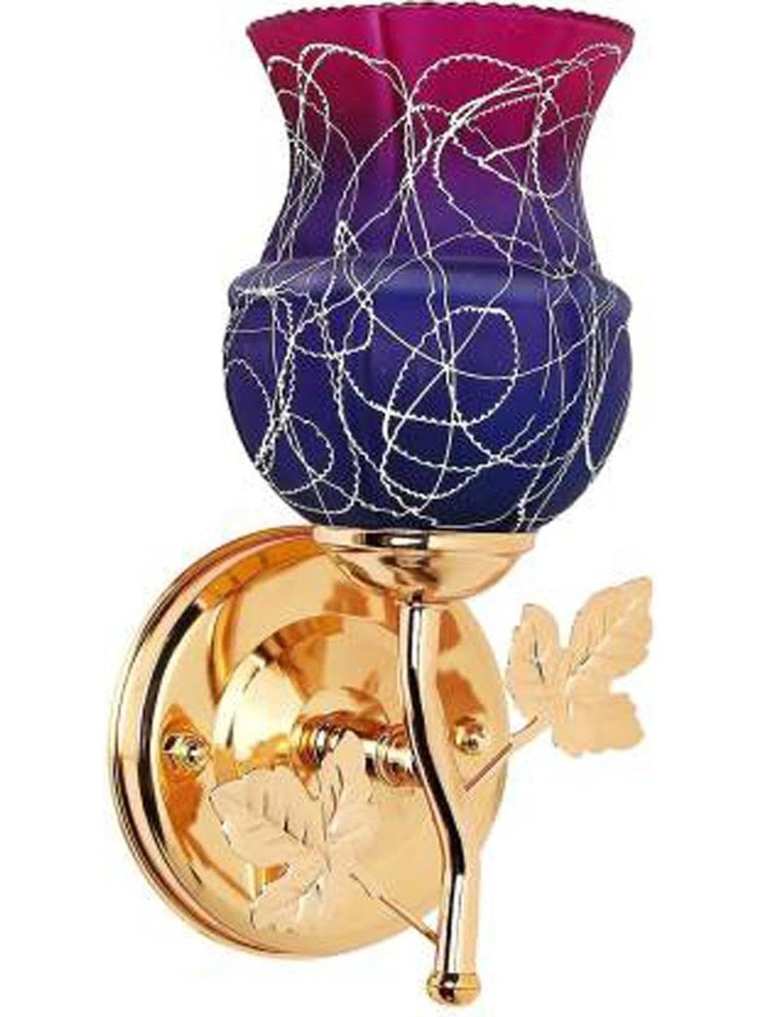 1ST TIME Pink & Blue Printed Metal Traditional Rectangle Shaped Wall Lamp-picture-36