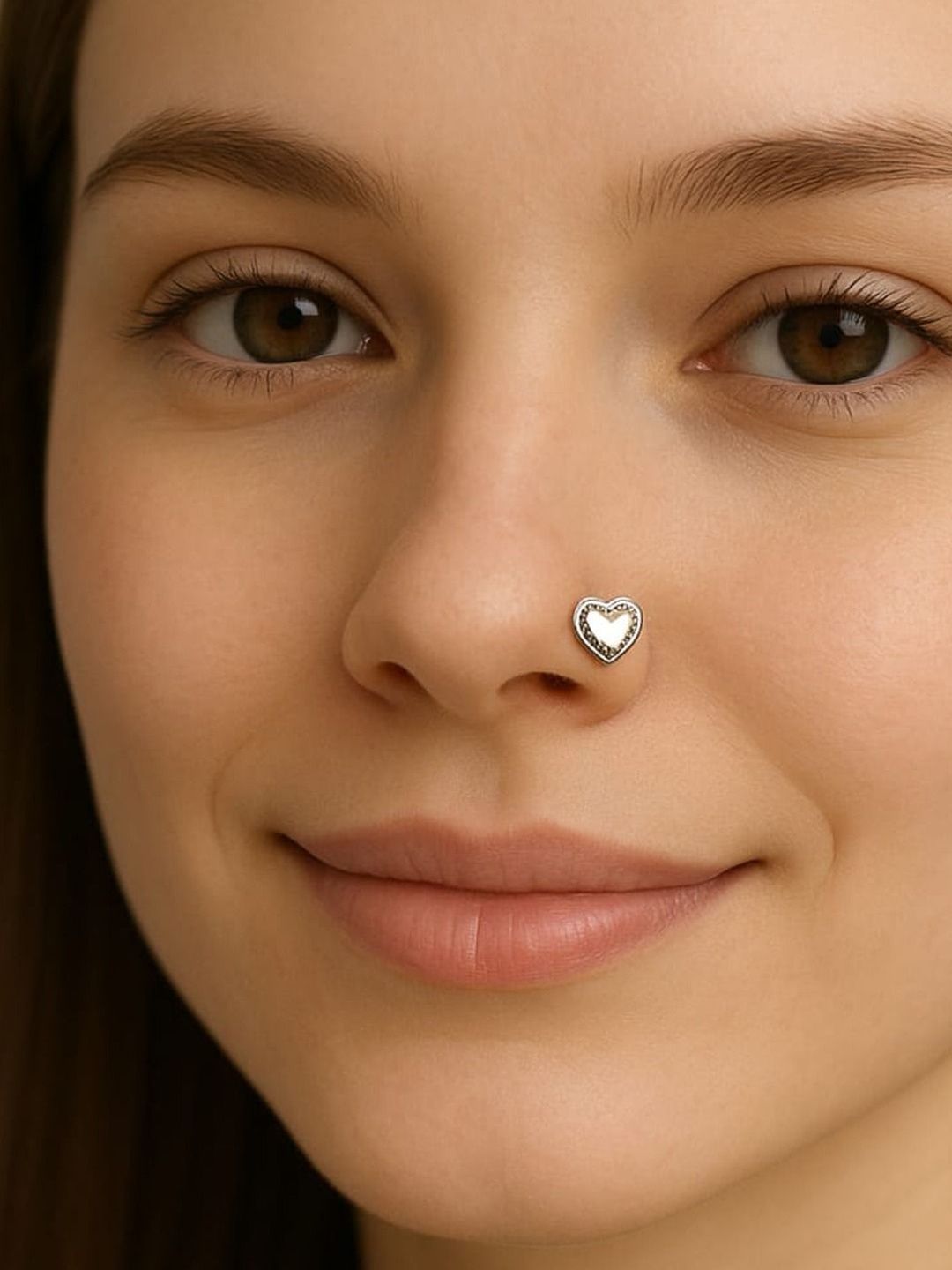 Sangria Women 925 Sterling Silver Oxidised Finish Heart Stud Nose Pin-picture-44