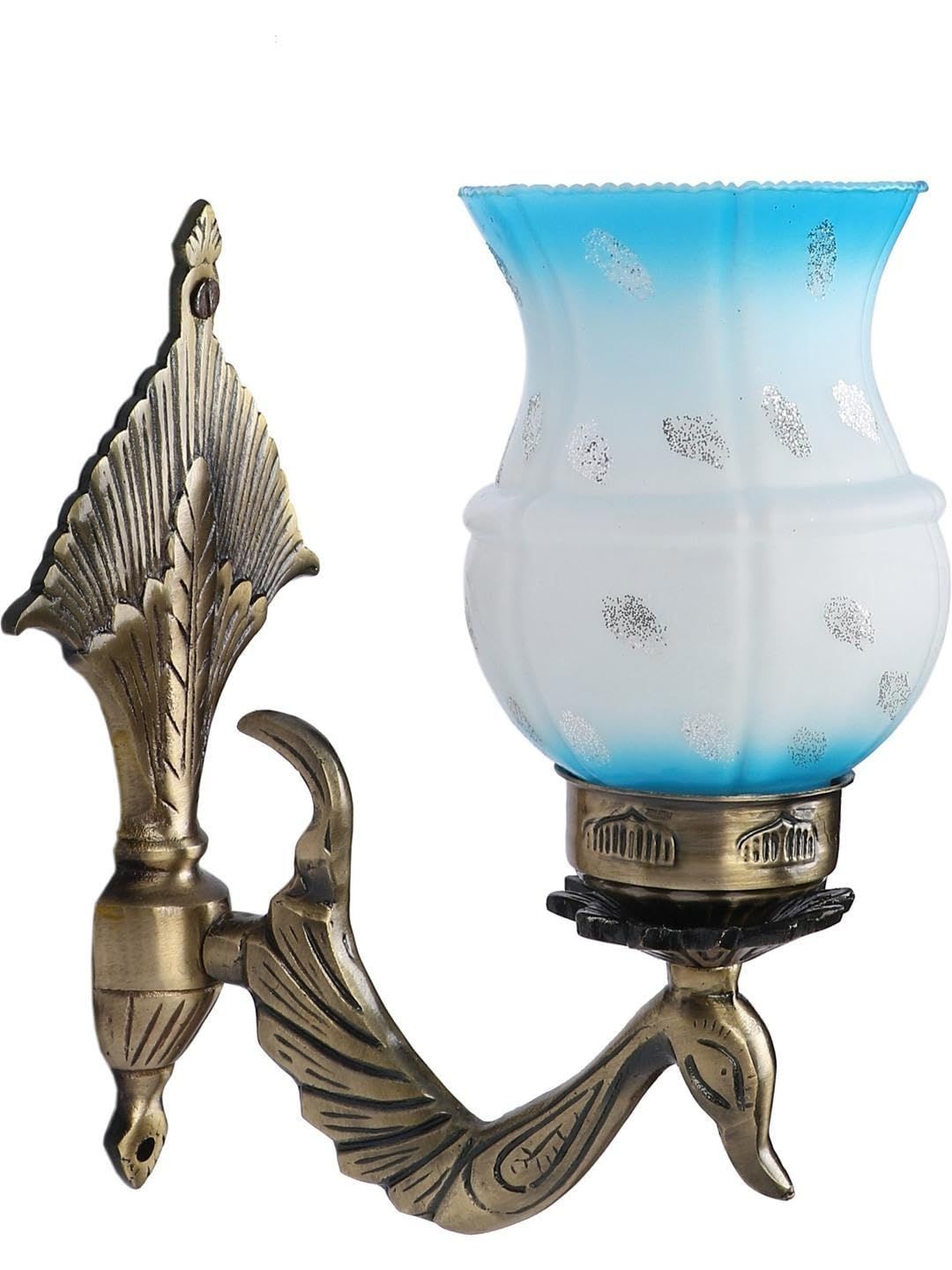 1ST TIME Blue & Bronze-Toned Printed Metal Traditional Wall Lamp-picture-28