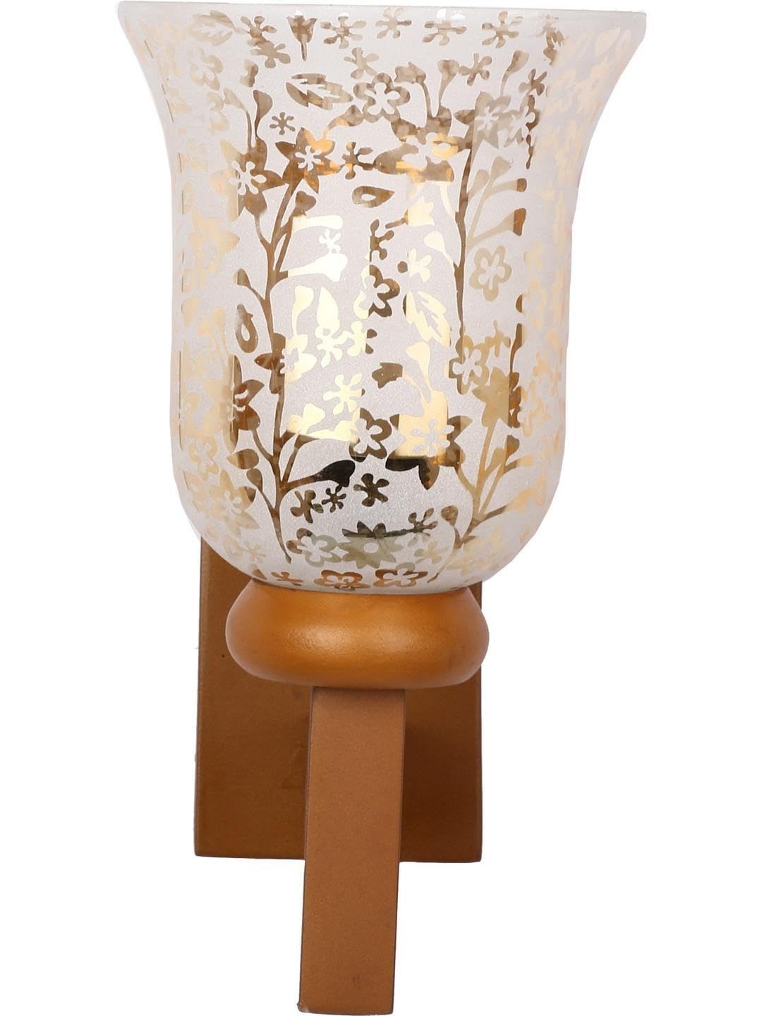 1ST TIME Gold-Toned & Brown Printed Wood Traditional Wall Lamp-picture-12